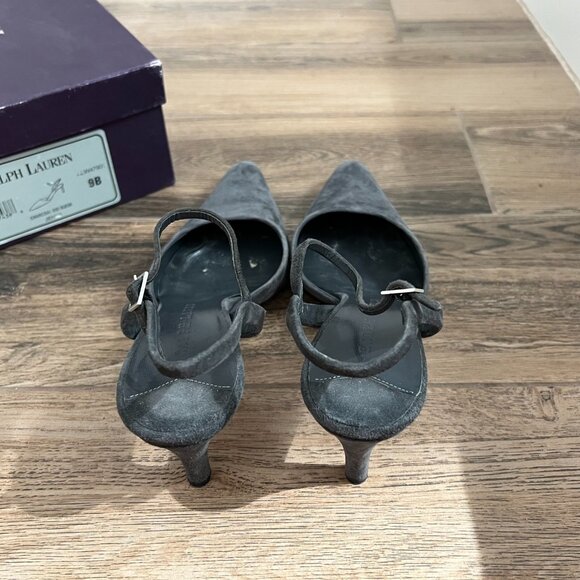 Ralph Lauren Suede Slingback with Ankle Straps - Picture 5 of 7